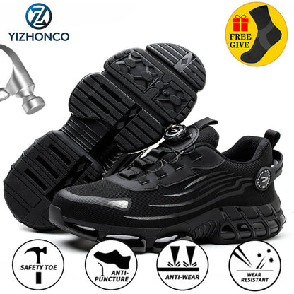 Stylish Safety Shoes Steel Toe Cap Gray Lightweight Work Shoes